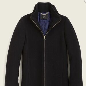 J. Crew Italian Stadium Cloth Black Wool Coat